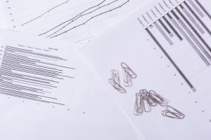 office papers and paperclips