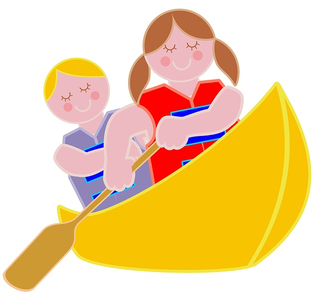 Illustration of scouts in a canoe