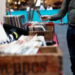 records for sale in a flea market
