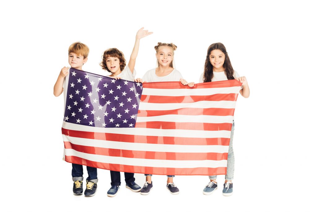 Children with American Flag