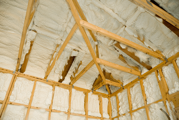 Attic insulated with spray foam