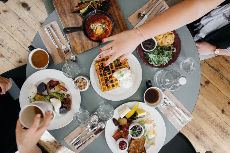 table full of food