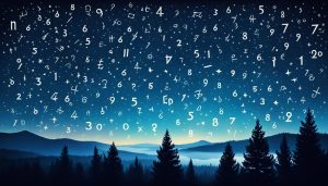 numbers and symbols in the night sky
