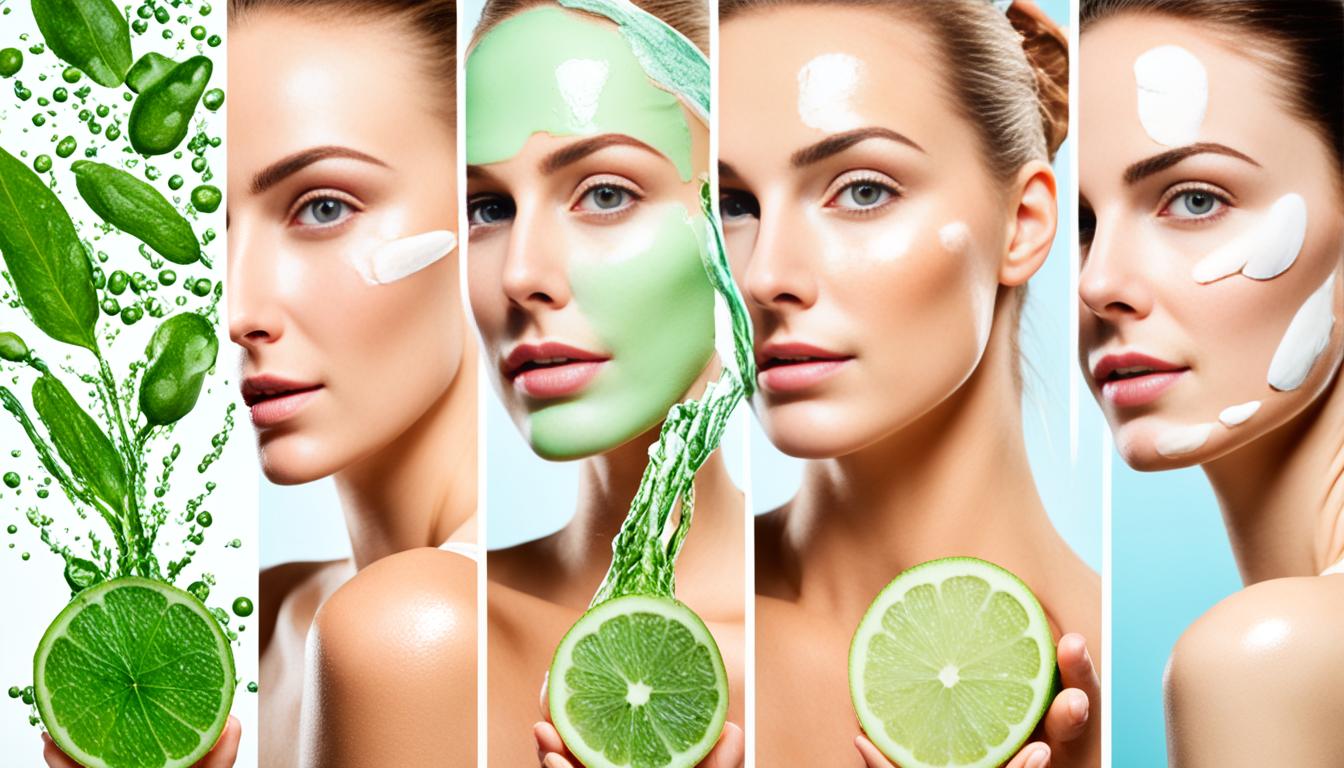 A collage of different skin types, such as dry, oily, and sensitive, with each reaction to hand soap and body wash shown